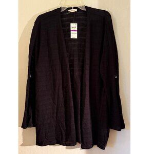 Style & Co Open Knit Black Cardigan XXL